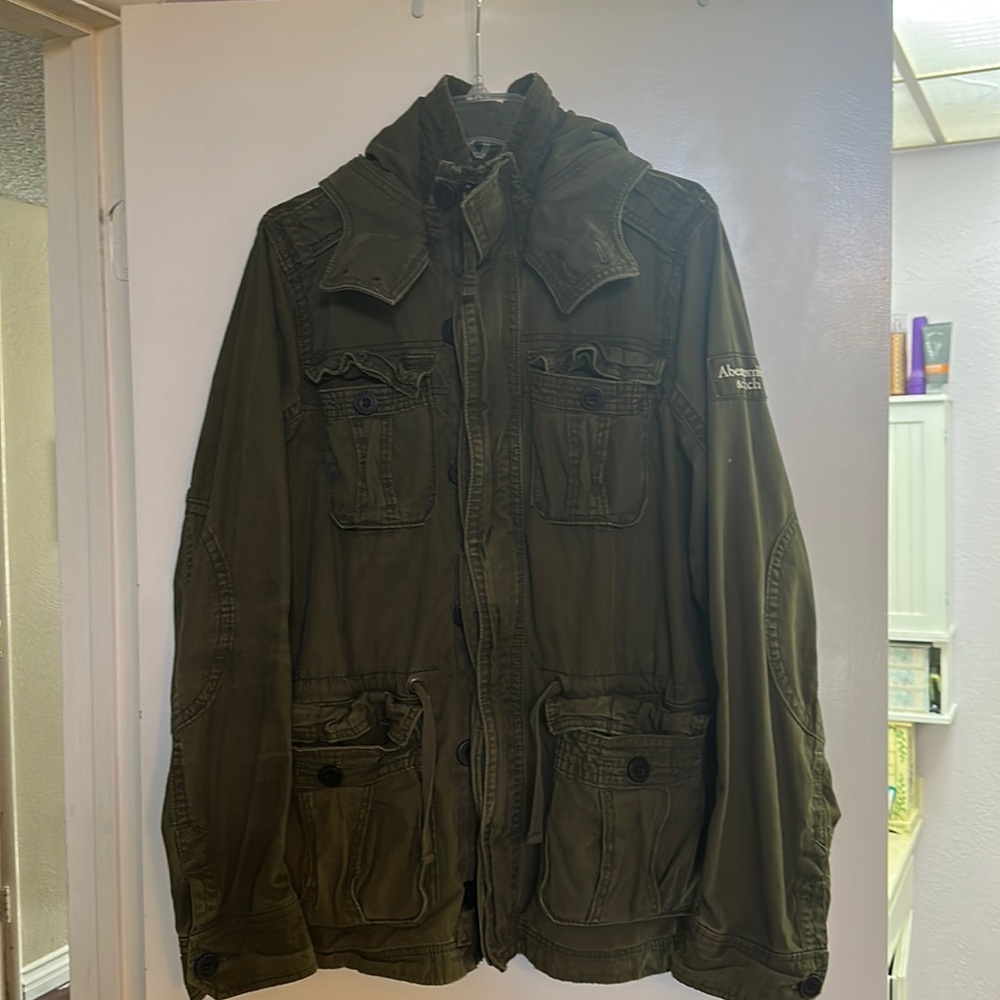Abercrombie and fitch olive green field coat.
